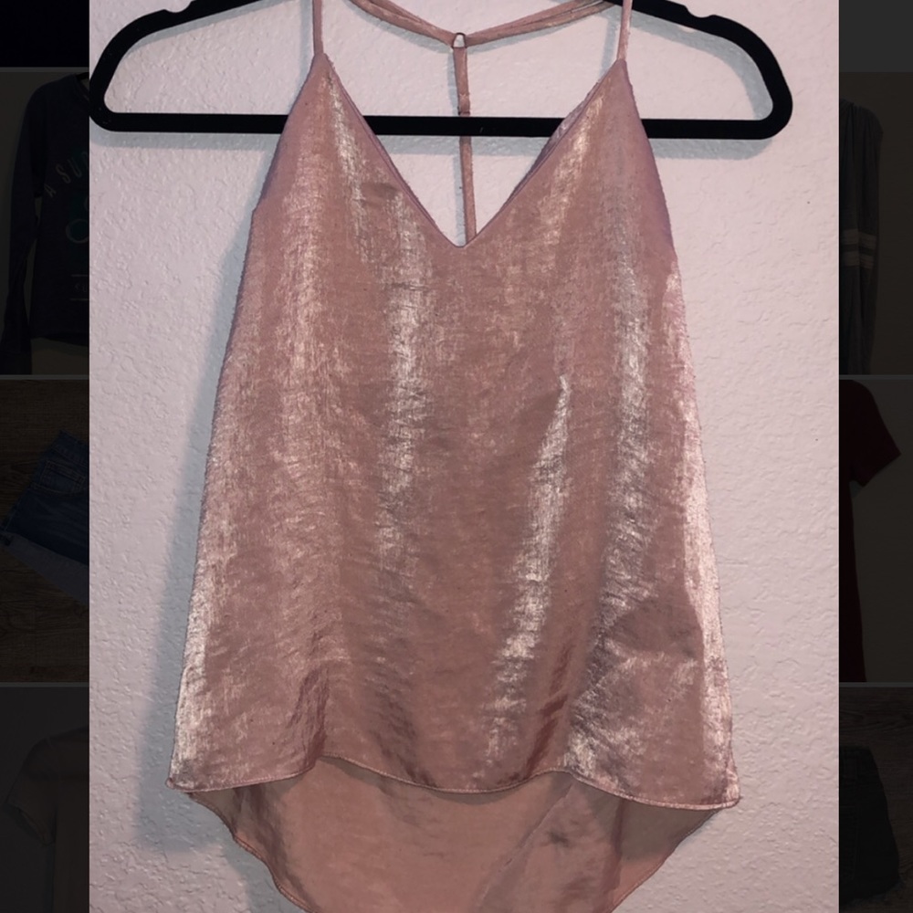 Shimmery pink chiffon top